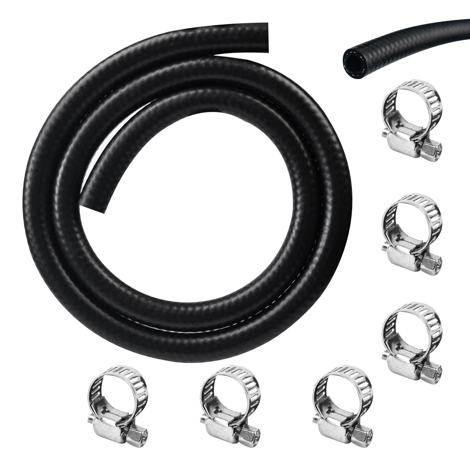 6mm Fuel Hose,1/4 Inch Inner Diameter Fuel line Set 1 Meter Fuel Pipe,with 6 pcs