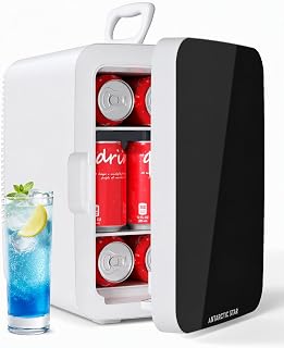 Antarctic Star 10L Compact Mini Fridge, 2.6 Gal Portable Small Refrigerator | Small Desktop Fridge with AC/DC Adapters, Cosmetics Cooler for Beverage, Food, Skincare, Bedroom, Office, Dorm, White