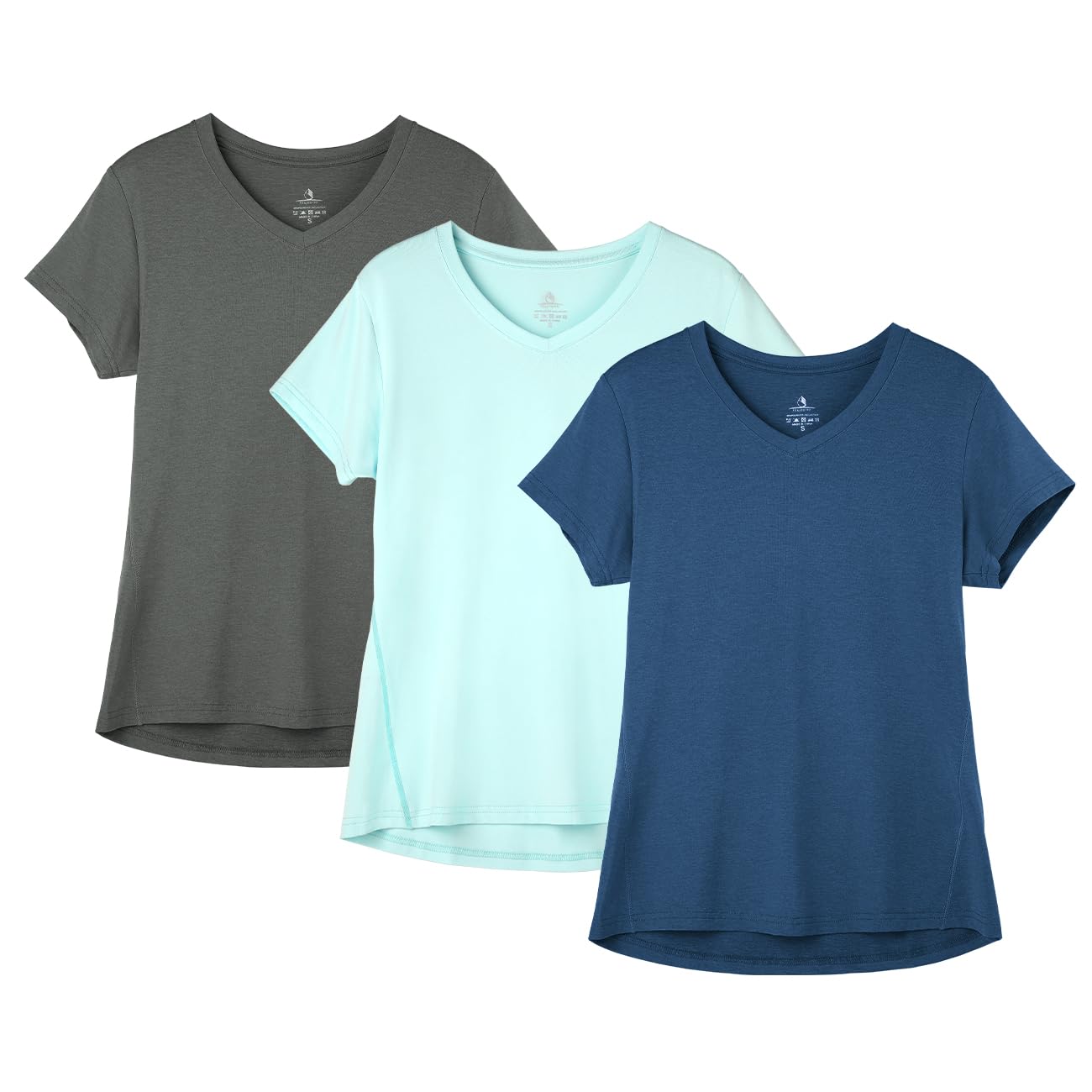 icyzone Women's Breathable Sports T-Shirt with V-Neck, Pack of 3 Fitness Running