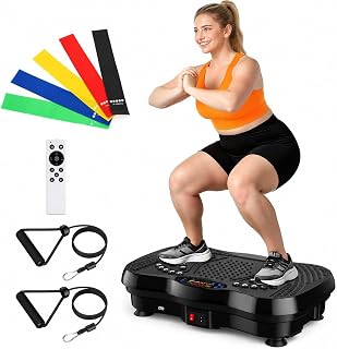 GLYLF Vibration Plate Exercise Machine for Full Body Lymphatic Drainage | 130 Levels Bluetooth Shake Plate with Resistance Band, 450 Lbs Capacity Weight Loss Vibrating Board Home Gym for Women Men
