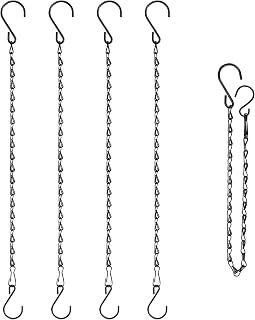 RIFNY Plant Chain for Hanging Plants, 20 Inch Hanging Basket Chain, Black | Small Chains Kits, with Hooks for Bird Feeders Planters Billboards Lanterns Wind Chimes Ornaments, Outdoor Indoor Use , 5 PCS