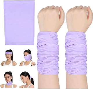 2 Pack Running Cooling Wristbands, Sweat Cleaning Towel, Multifunctional Neck Band, Face Gaiter