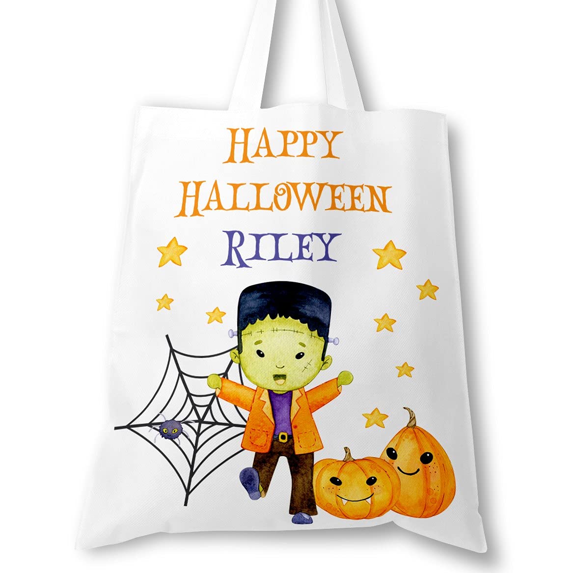 Personalised Halloween Trick or Treat Tote Bag with Name for Kids