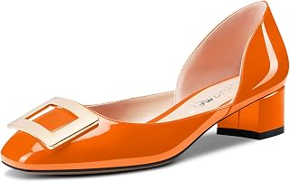Castamere Women's Chunky Wide Low Kitten Heel Square Toe Knot Bow Pumps Slip-on Classic Cute Office Party 3.5 CM Heels Shoes