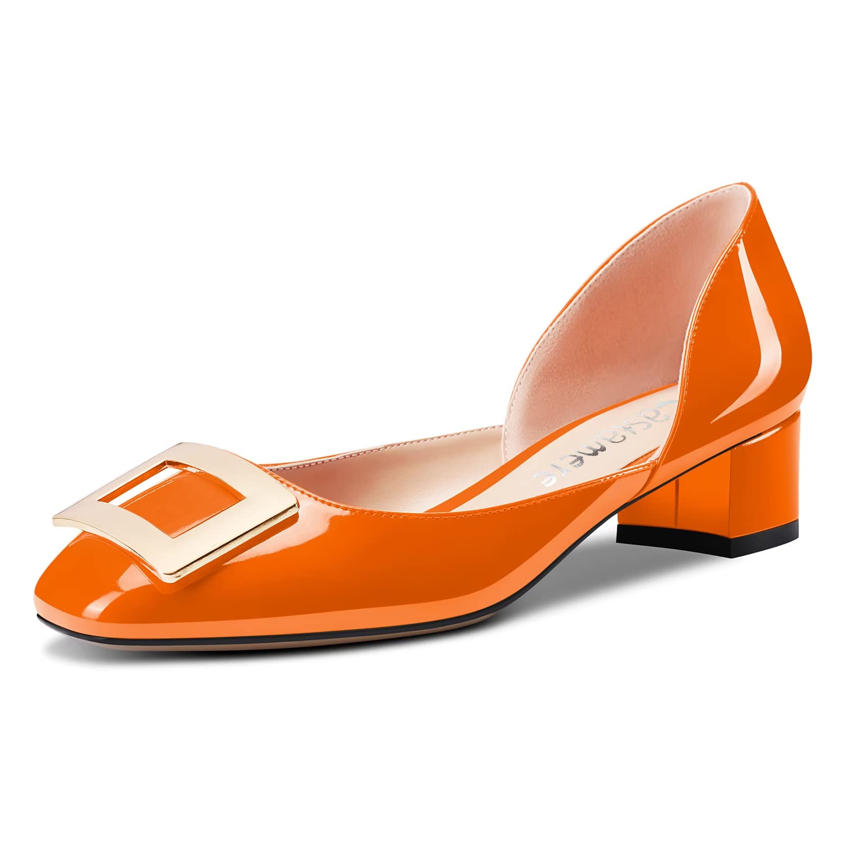 Castamere Women's Chunky Wide Low Kitten Heel Square Toe Knot Bow Pumps Slip-on 