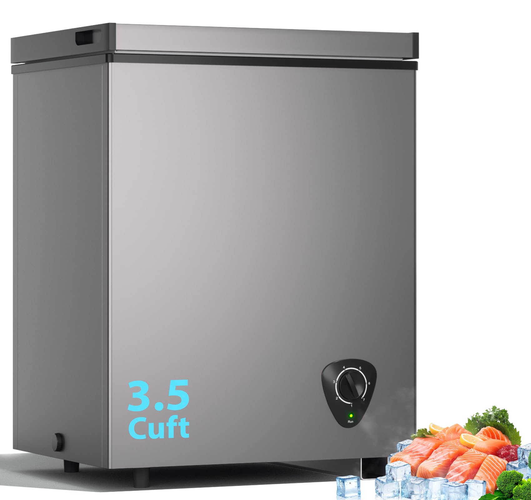 3.5 Cu.Ft Small Chest Freezer, Mini Deep Freezer with Removable Basket, Adjustab