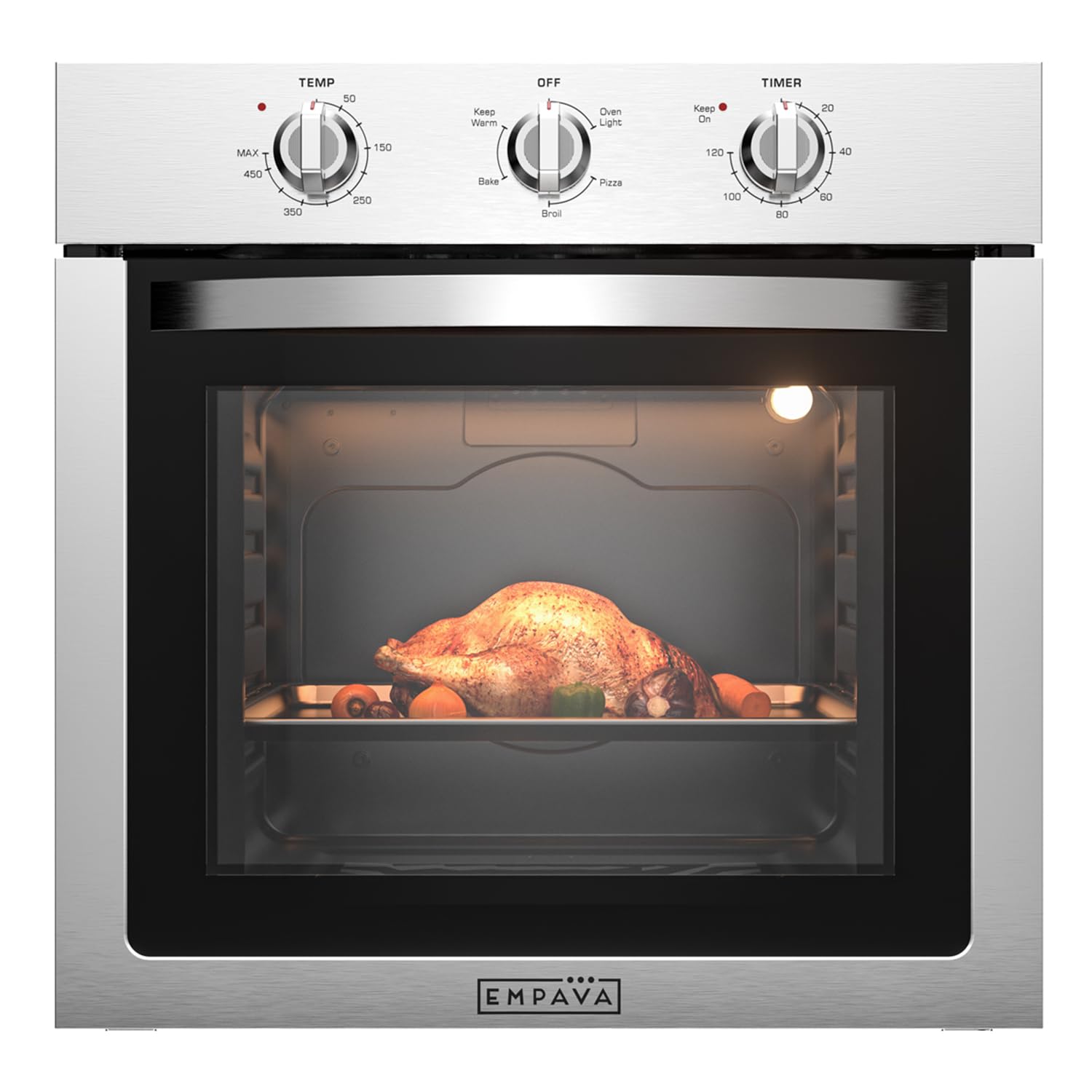 Empava 24" 2.5 cu ft Single Electric Wall Oven, Pizza Mode, Stainless Steel | 4 