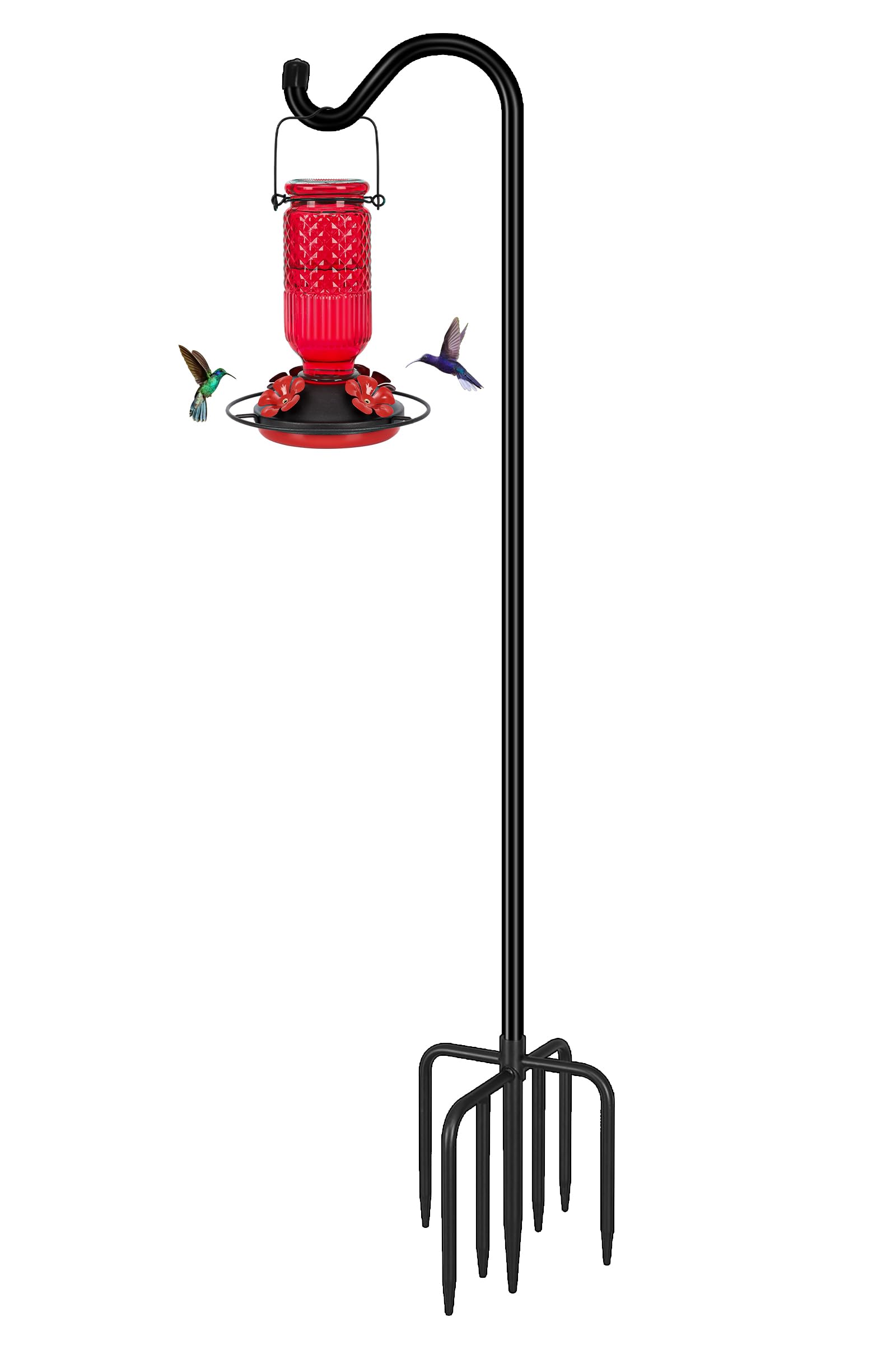 FEED GARDEN 76'' Bird Feeder Pole, Heavy Duty Shepherds Hooks for Outdoor with 7