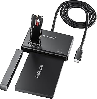 SUIDEK M.2 NVME SSD Enclosure Adapter, Type-C 10Gbps to NVME and SATA Hard Drive Reader External Adapter, M.2 NVMe & SATA to USB C Docking Station with M Key Any Sizes and 2.5/3.5" Solid State Disk
