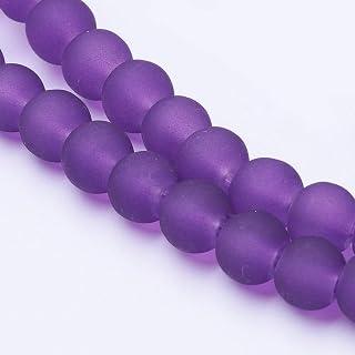 About 140 Strands Round Frosted Glass Beads 6mm Purple Crystal Loose Beads for Jewelry Making Bulk for Necklace Bracelet Earrings Crafts