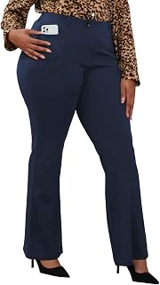 Plus Size Stretch Wrinkle Free Elegant Pants for Women Pull-on Pants Easy Wear Office Pants Comfortable