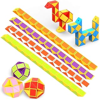 WEARXI Party Bag Fillers for Kids, 12 Packs 24 Blocks Magic Snake | Fidget Toys for Kid, Stocking Fillers Kids, Christmas Party Bag Fillers Party Favours, Pass the Parcel Prizes, Toys for 5-12