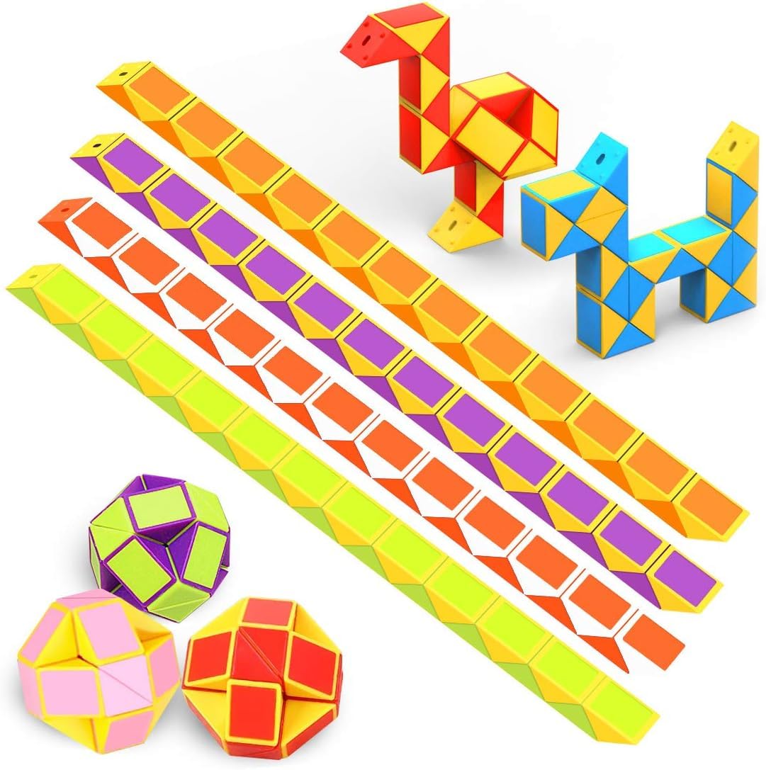 WEARXI Party Bag Fillers for Kids, 12 Packs 24 Blocks Magic Snake | Fidget Toys 