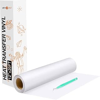 HTVRONT Heat Transfer Vinyl White HTV Rolls, 12" x 20ft | White Iron on Vinyl for All Cutting Machines, HTV Vinyl for Shirts, White Heat Transfer Vinyl for Heat Transfer Design