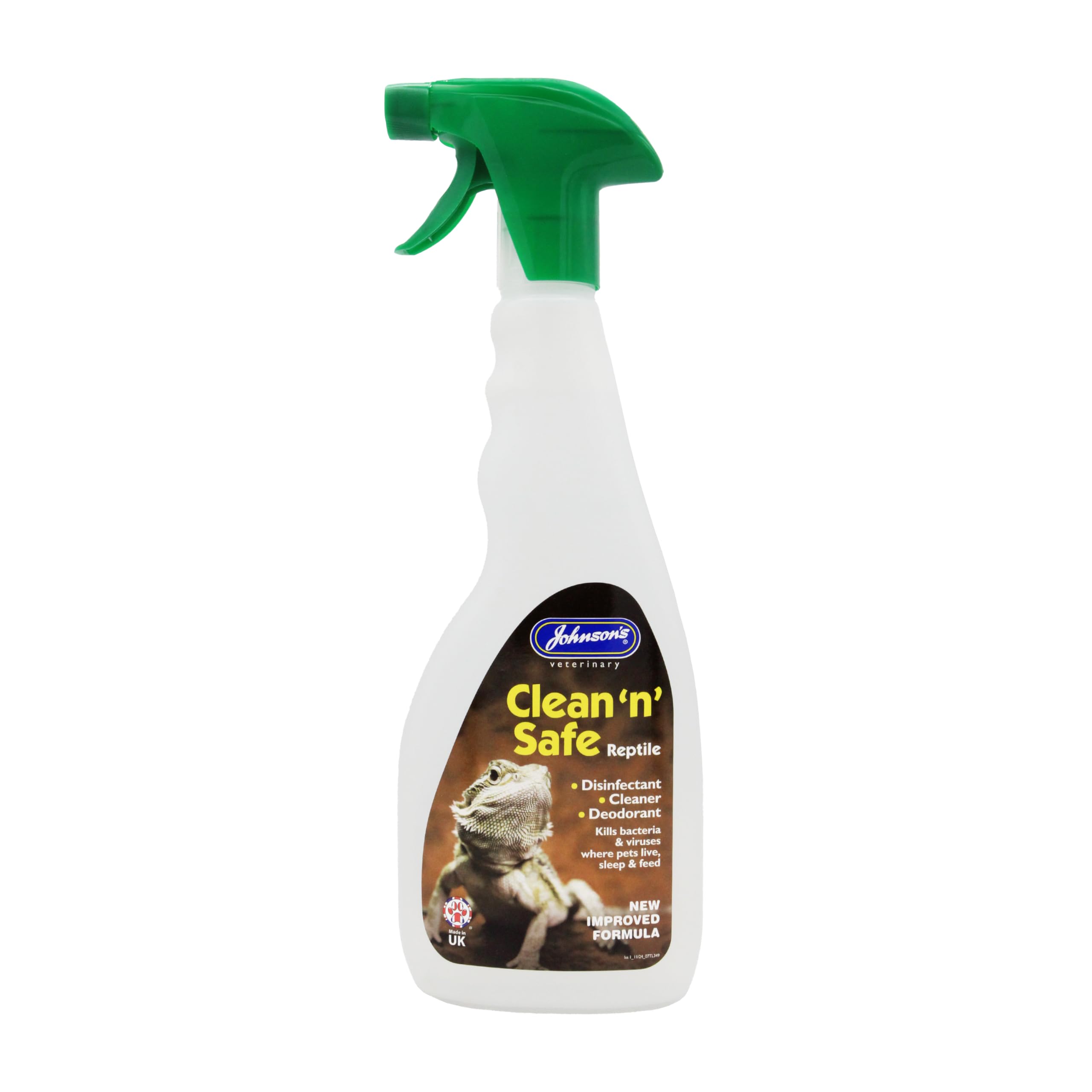 Johnsons Clean 'N' Safe Reptile 500ml - Disinfectant Spray for Vivaria, Kills Ba