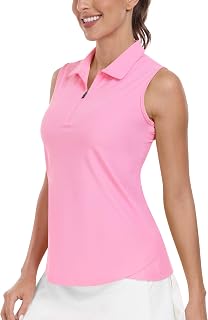 AIRIKE Ladies Golf Polo Shirt Sleeveless Summer Sports Athletic Work Wear Fashion Quick Dry Tank Tops for Women