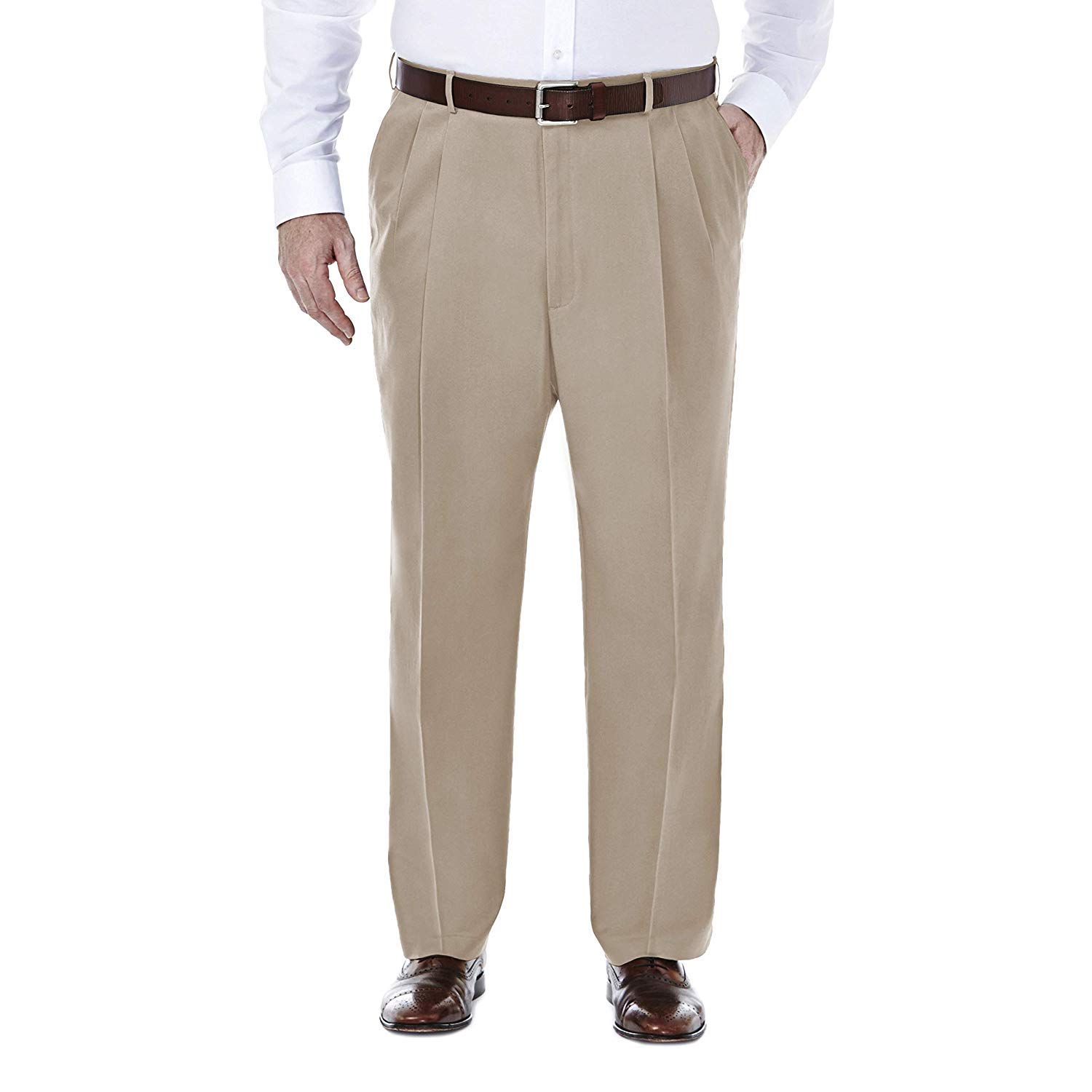 Haggar - B&t Premium No Iron Khaki Classic Fit Flat Front Casual Trousers Men's 