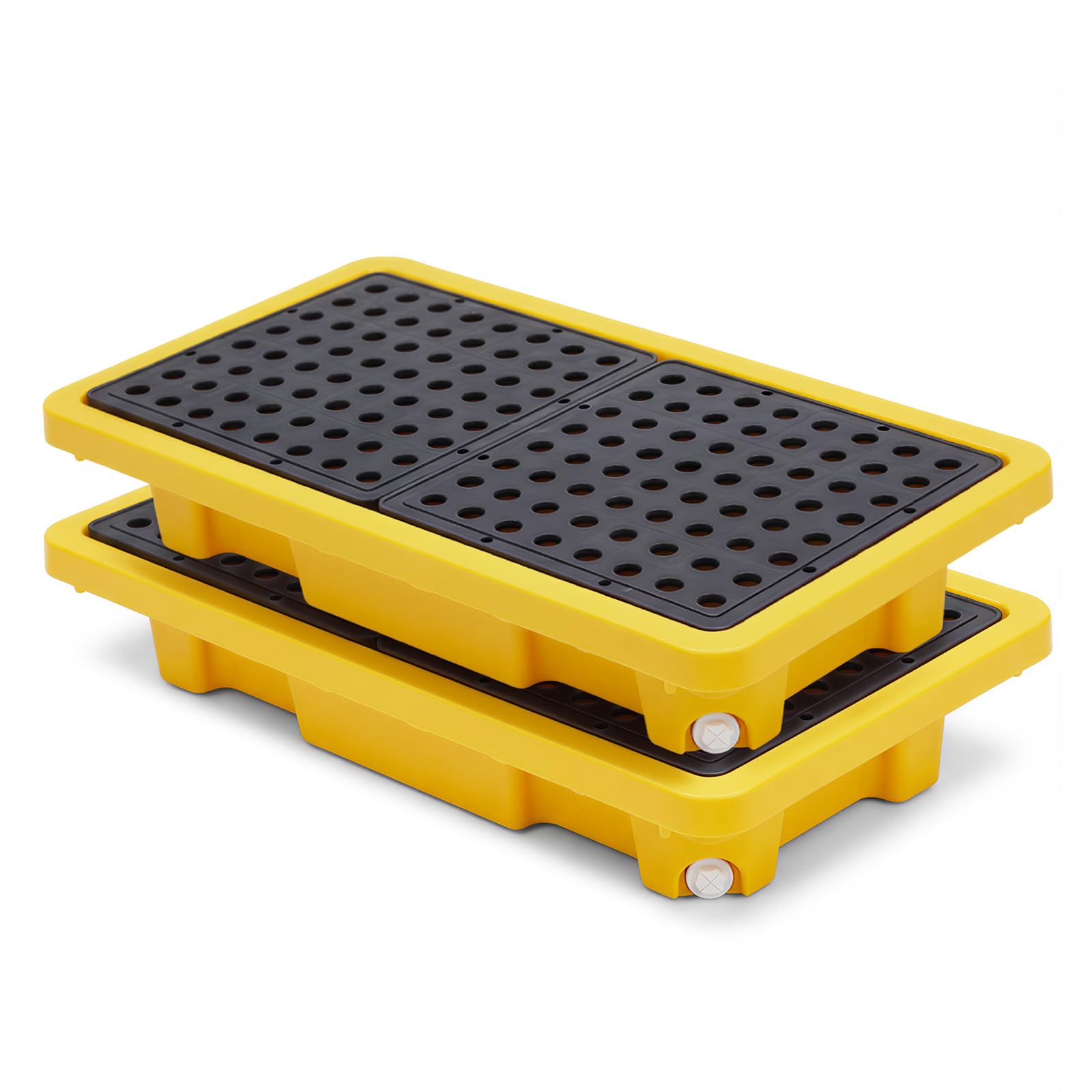 LYAYAN 2 Pcs Spill Containment Pallet, 2-Drum Plastic Platform with Drain Outlet