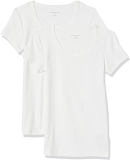 Amazon Essentials Women's Body-hugging Modal T-Shirt, Long Shirt, Basic Short Sleeve with Crew Neck, Pack of 2