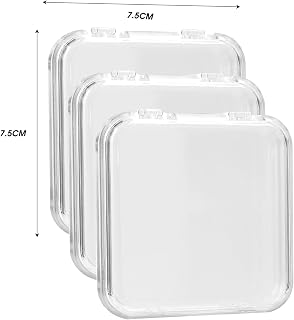 3PCS Transparent Powder Puff Storage Box Portable Square Makeup Blenders Sponges Container Case Storage,7.5x7.5x1.7cm