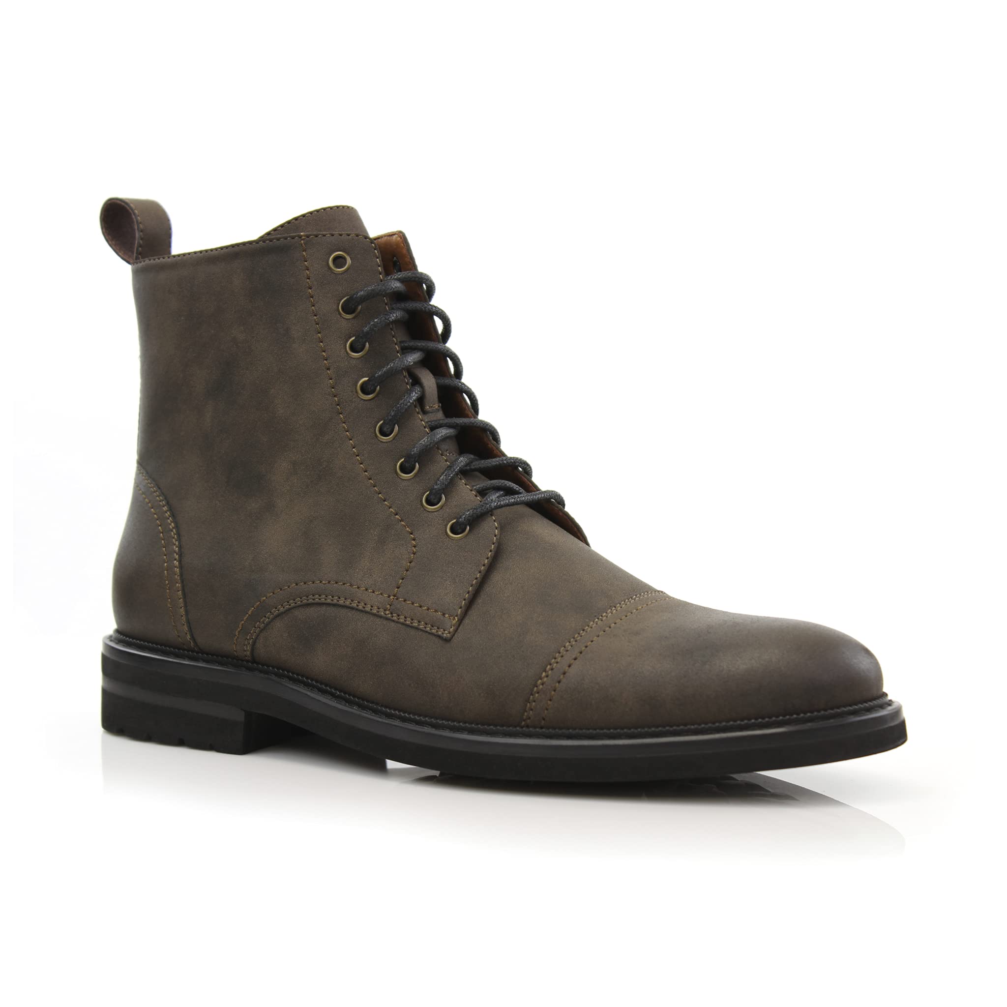 Polar Fox Men's Ankle Dress Boots | Lace-up Casual Fashion Boot Collection | Cap