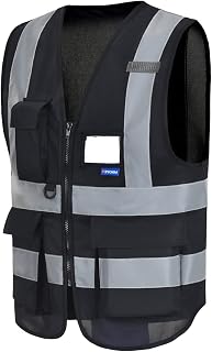 AYKRM Safety Vest Reflective High Visibility Workwear Vest Zipper Safety Work Vest Multi-pockets 21 Colors