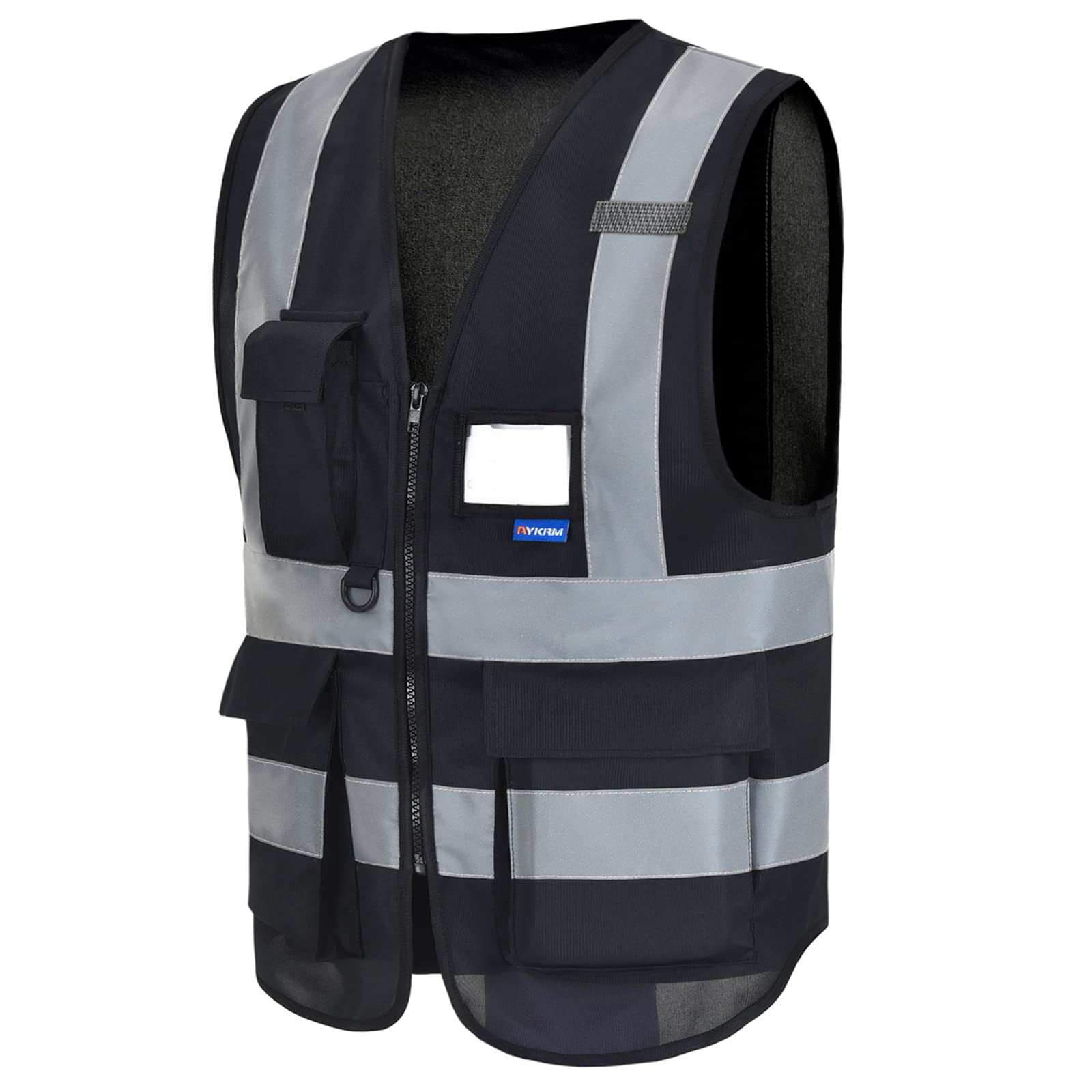 AYKRM Safety Vest Reflective High Visibility Workwear Vest Zipper Safety Work Ve