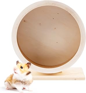 Medium Wooden Hamster Wheel, 8.07 x 4.84 x 9.17 Inch | Hamster Wooden Silent Wheel with a Padded Track for Hamsters,Guinea Pig, Gerbils, Mice -Medium