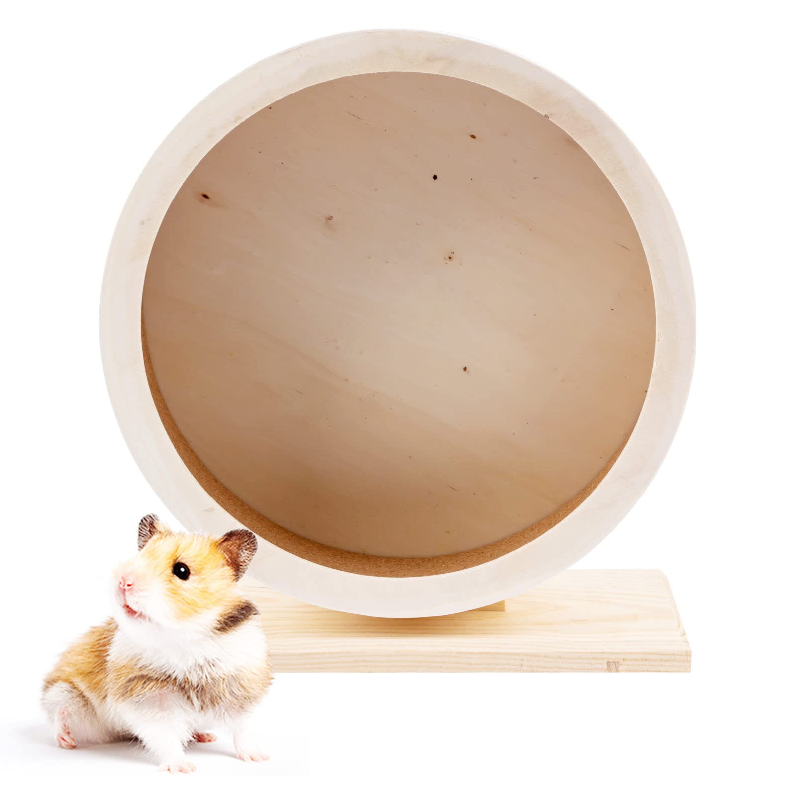 Medium Wooden Hamster Wheel, 8.07 x 4.84 x 9.17 Inch | Hamster Wooden Silent Whe