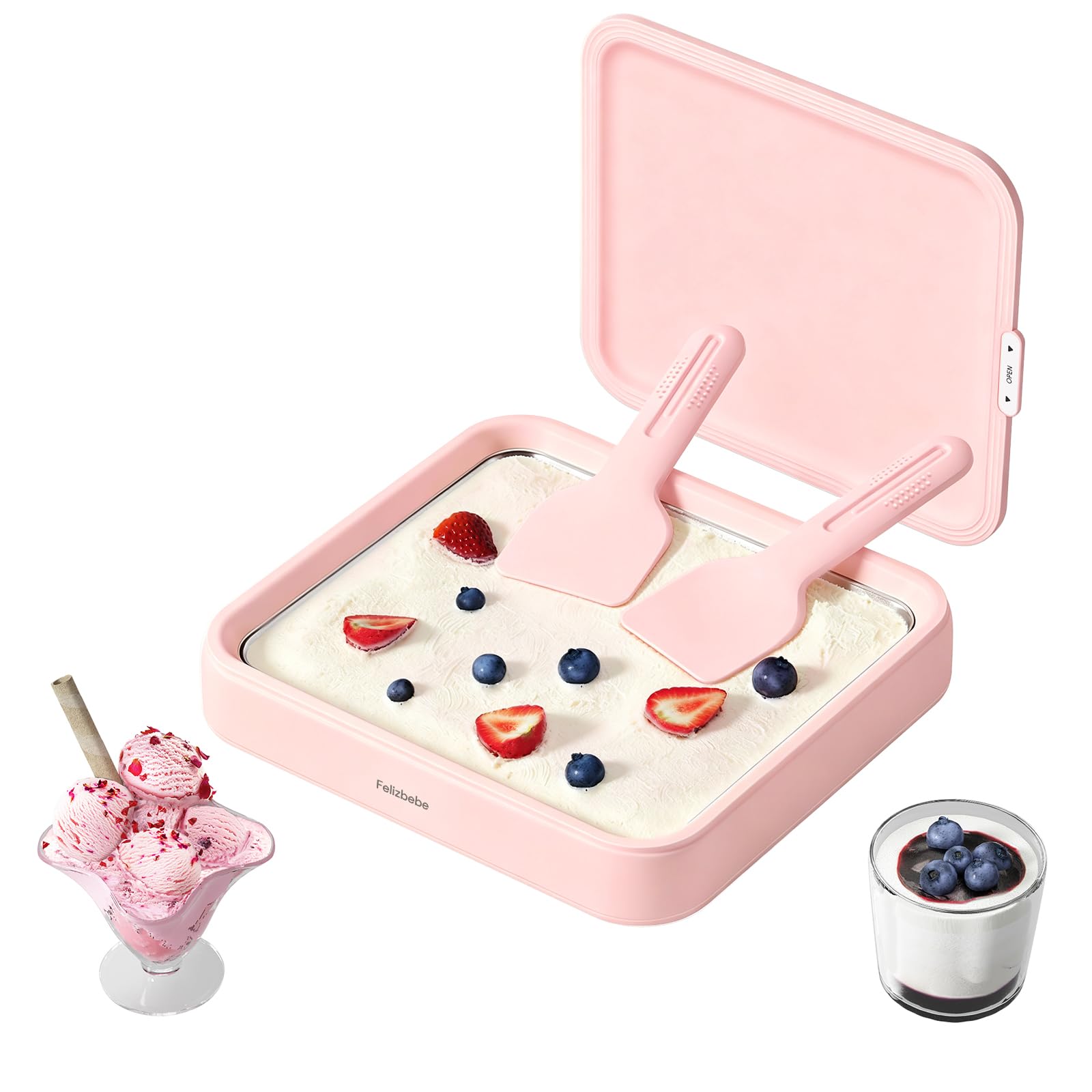 Ice Plate Ice Rolls, SUS316 Food Grade, Ice Rolls Machine Including Lid & 2 Spat