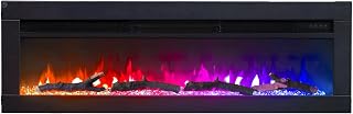 FLAMEKO 40" Media Wall Electric Fire, Wall Mounted Fireplace, Dilton Black | 1.8kW Heater (900W/1800W), 9 Flame Colours, Logs & Crystals Included, Wall Mounted, Recessed or Freestanding, Remote Control