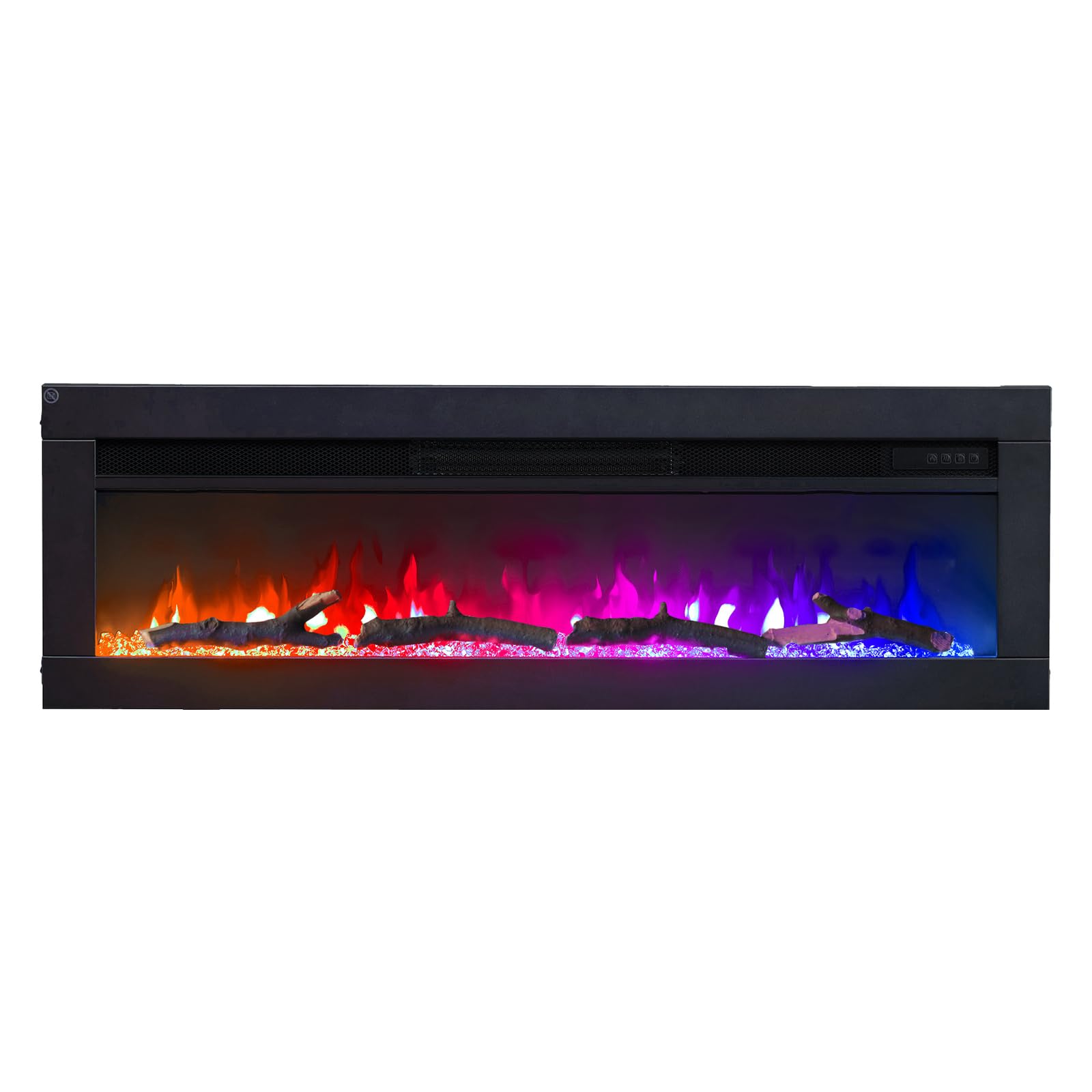 FLAMEKO 40" Media Wall Electric Fire, Wall Mounted Fireplace, Dilton Black | 1.8