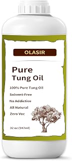 OLASIR 32 oz 100% Natural Pure Tung Oil for Wood Finishing | Food Grade Safe, Waterproof, Durable, Ideal for Wood Floors Indoor & Outdoor Furniture, Floor, Teak, Cutting Boards