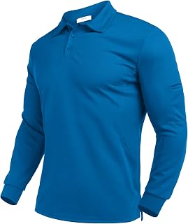Deyeek Mens Golf Shirt Long Sleeve Quick Dry UPF 50+ Sun Protection Casual Collar Shirts