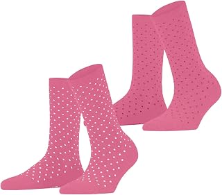 ESPRIT Women's Fine Dot 2-Pack Breathable Socks Sustainable Organic Cotton Fine Reinforced Soft Flat Toe Stitching Fancy Polka Dot Pattern Multipack 2 Pairs