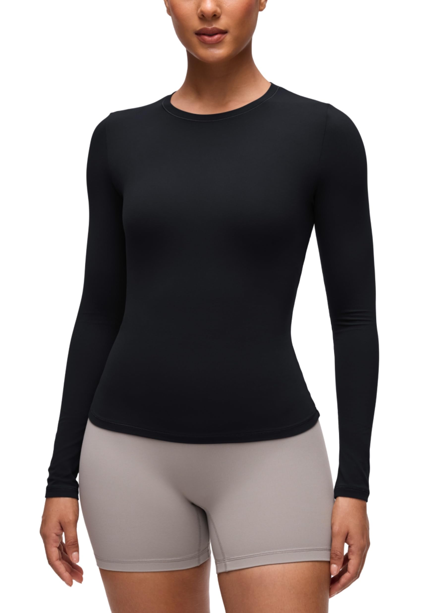 CRZ YOGA Softembrace Crewneck Long Sleeve Top | Workout, Ultra Soft, Tight Fit, 
