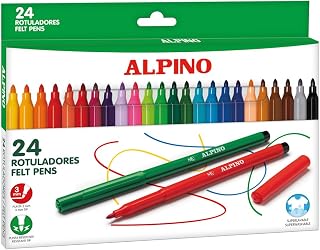 Alpino 24 Bright Colors Markers | 3mm Strong Tip Marker for Coloring | | School supplies for drawing and coloring, durable long lasting formula, non-toxic quality tip