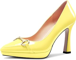 Castamere Women's High Platform Heel Heel Pointed Toe Slip-On Metal Chain Pumps Wedding Office Casual 10 CM Heels