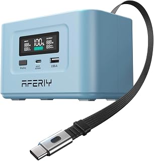 AFERIY Nano100 31000mAh Portable Power Bank Station 100W PD3.0 Charger Blue | 145W Total Fast Charging,LiFePO4 Battery Pack 3000+ Cycles Solar Charging, TSA Approved,Ideal for Travel, Camping