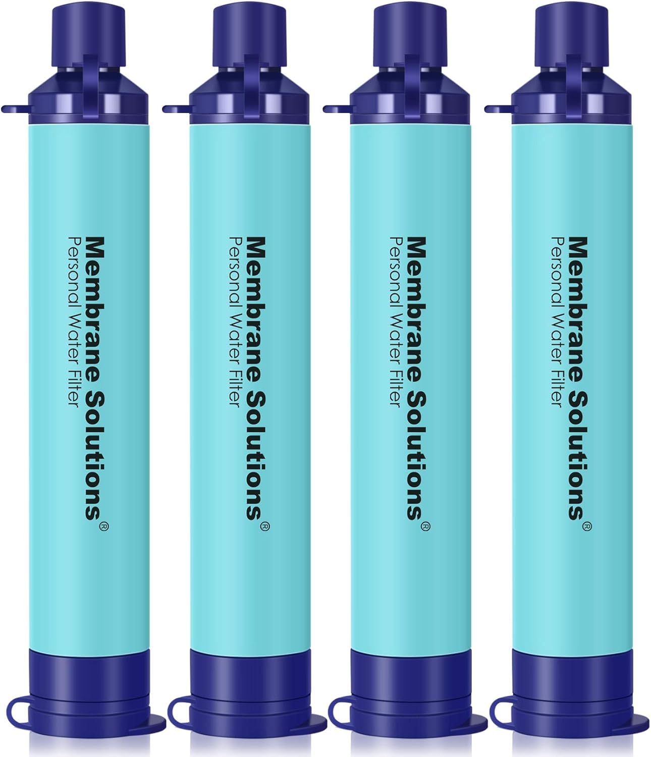 Membrane Solutions Personal Water Filter Straw Survival S1, Blue, 4 Pack | NSF/A