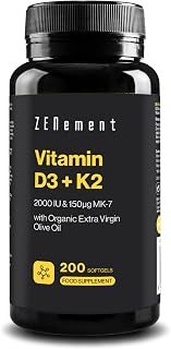 Vitamin D3 2000 IU + K2 MK-7 150µg, Bioavailable in EVOO - 200 Capsules