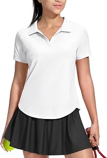 MIER Women's V-Neck Short Sleeve Golf Tennis Polo Shirt Quick Dry Soft UPF 50+ Lightweight