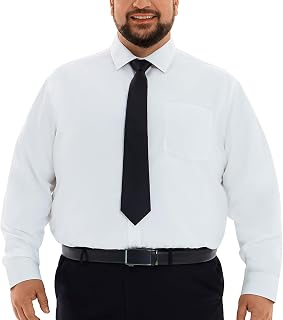 HOdo Big and Tall Mens Cotton Dress Shirts Poplin Shirts Business Button Down Shirts 2XL-6XL