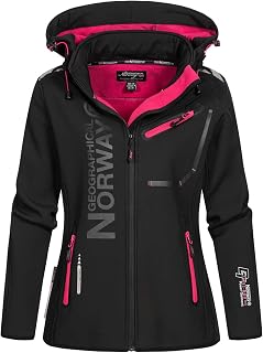 GEO NORWAY REINE LADY – Women's Softshell Waterproof Jacket – Breathable Hooded Jacket – Winter Resistant Zip Jacket – Outdoor Activities Hiking
