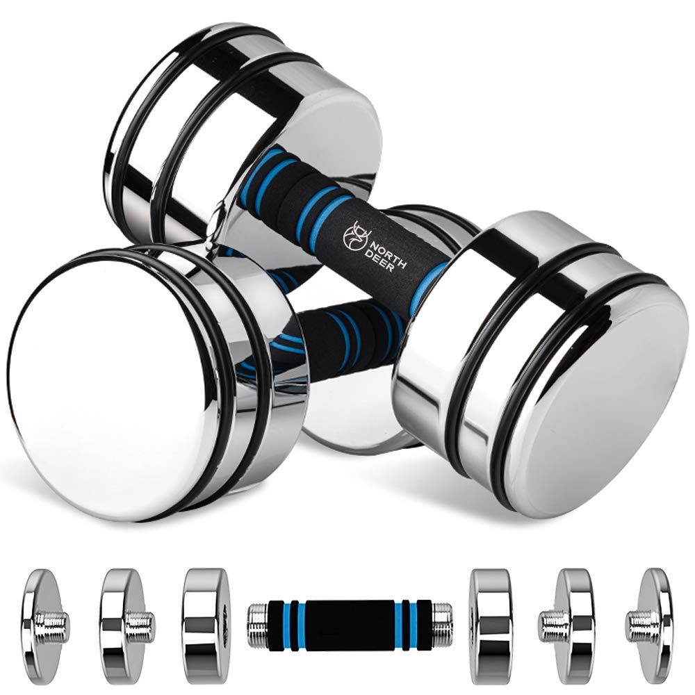 Northdeer Dumbbells Set, Adjustable Ultracompact Chrome Weights Home