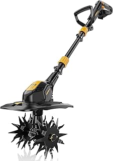 HEINPRO Cordless Tiller Cultivator Compatible with Dewalt 20V MAX Battery | 9In Tilling Width & 7In Depth Electric Tiller for Gardening, 360RPM Rototillers for Garden Cultivator (Battery not Included)