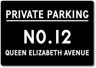 Personalised Metal Private Parking Sign. Perfect for Driveways, Garages, Keeping Disabled Access Clear Custom House Number and Street Name (A5 (197mm x 141mm), Black)