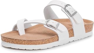 FITORY Womens Slides Sandals with Soft Cork Footbed,Comfort Arch Support