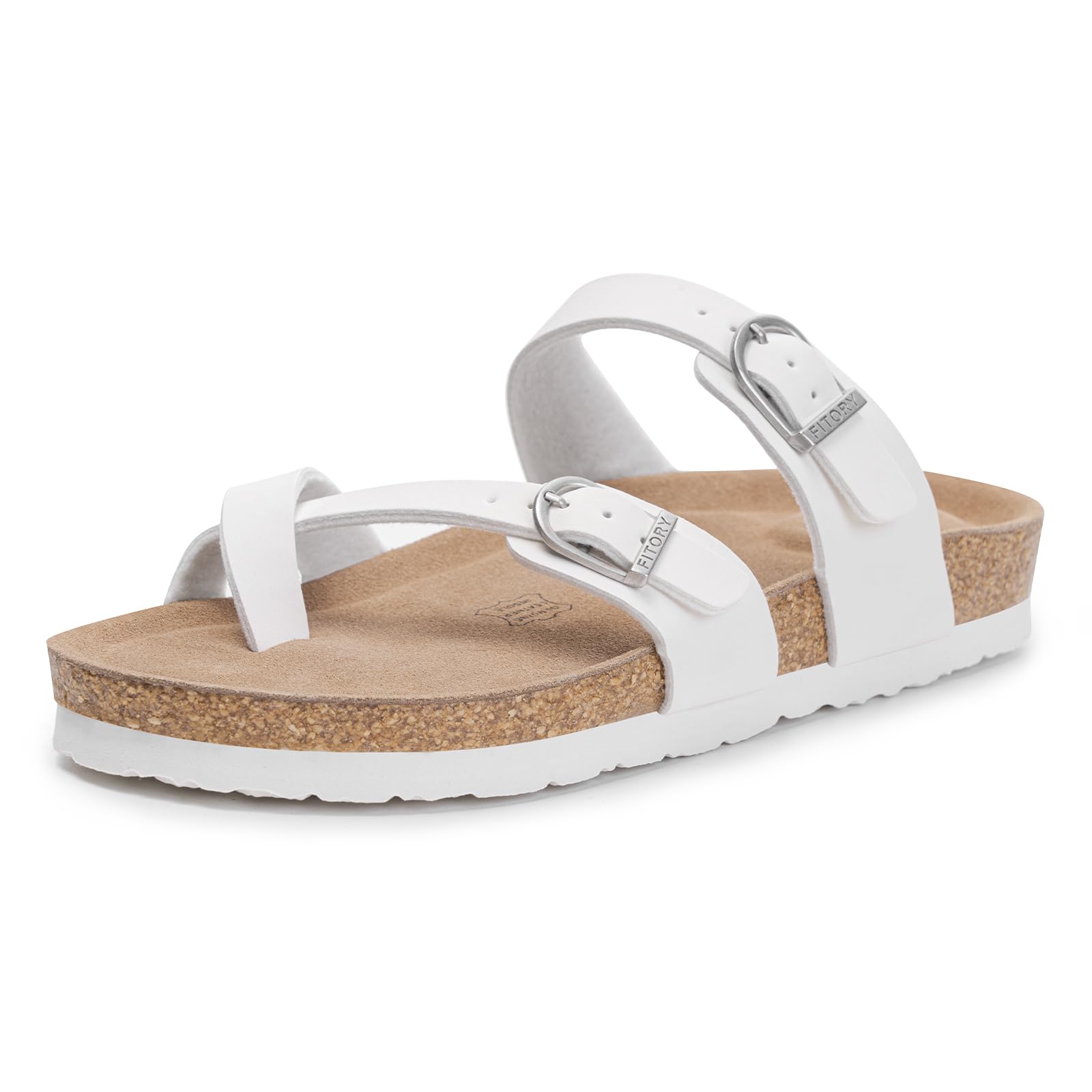 FITORY Womens Slides Sandals with Soft Cork Footbed,Comfort Arch Support