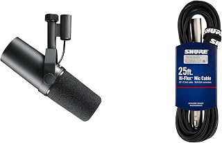 【SHURE Streaming/Recording Set】 SM7B Unidirectional Dynamic Microphone + Genuine Microphone Cable C25J 【Domestic Genuine Product】